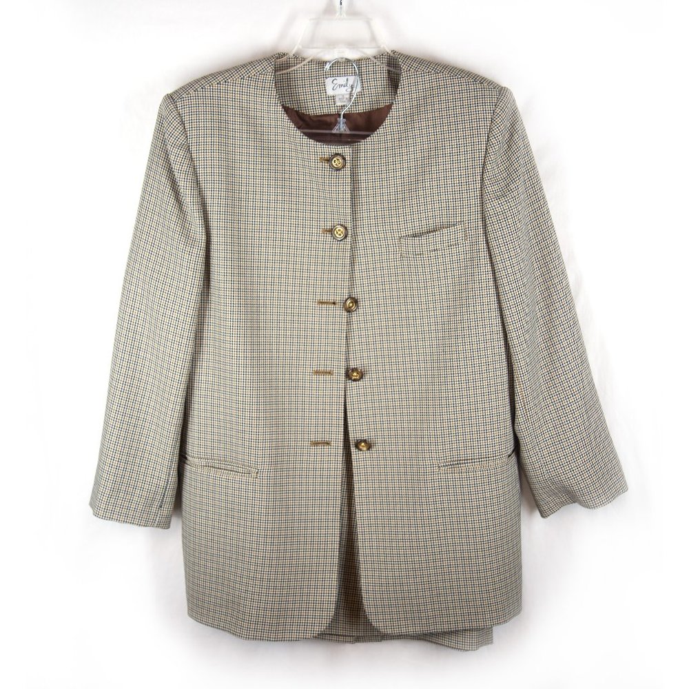 Emily Brand Brown Tweed Looking Suit Size 18